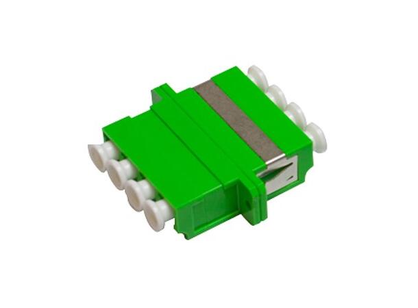 Adapter SM LC/APC-QUAD Green With flange, metall clip, Zr. sleeve